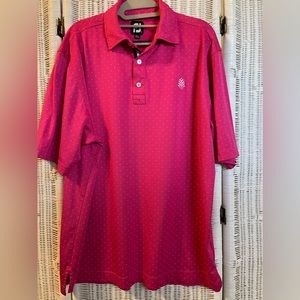 FootJoy Mens Golf Polo Shirt. Pink polka dot golf shirt size L